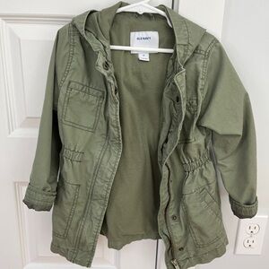 Green hooded utility jacket